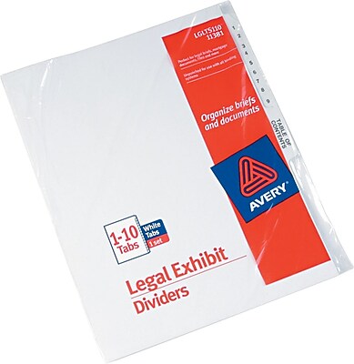Avery R Premium Collated Legal Dividers Avery Style 11381 Letter Size 1 10 Table of Contents Tab Set