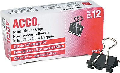 Acco ACC72010 Binder Clip Mini 1 4 Capacity Black Silver