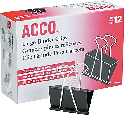 Acco 72100 Binder Clip Large 1.06 Capacity Black Silver