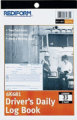 Rediform Driver s Daily Log Book 2 Part Carbon 5 1 2 x 7 7 8 31 Sets per Book