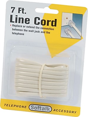 Softalk Telelphone Extension Cord Plug Plug 7ft. Ivory