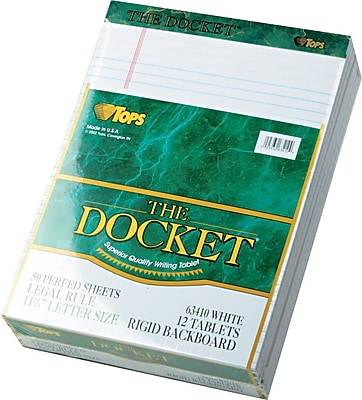 Docket Legal Notepad Legal Rule White Rigid Back 50 Sheets Pad 12 Pads Pack 8 1 2 x 11 3 4