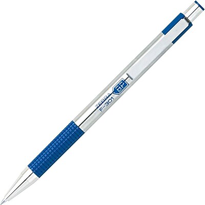 Zebra F 301 Retractable Ballpoint Pen Fine Point 0.7mm Blue Each