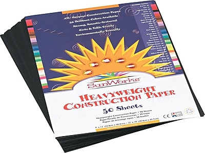 Pacon SunWorks Construction Paper 58 lbs. Black 9 x 12 50 Sheets Pk