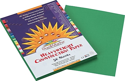 Pacon SunWorks Construction Paper 58 lbs. Holiday Green 9 x 12 50 Sheets Pk