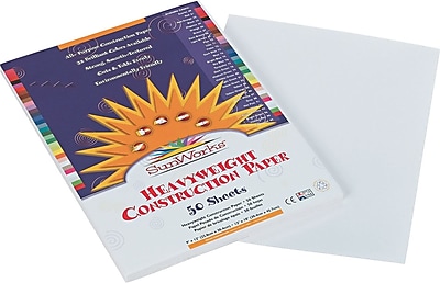 Pacon SunWorks Construction Paper 58 lbs. White 9 x 12 50 Sheets Pk