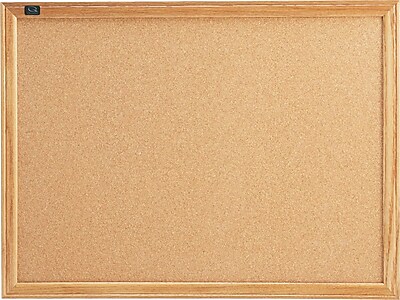 Quartet Cork Bulletin Board Oak Finish Frame 2 W x 1.5 H