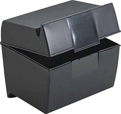Esselte Black Plastic Index Card File Box with Top Groove 400 Card Capacity 4 x 6