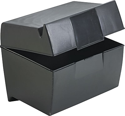 Esselte Black Plastic Index Card File Box with Top Groove 500 Card Capacity 5 x 8
