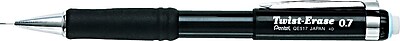 Pentel Twist Erase III Automatic Mechanical Pencil HB Soft 0.7 mm Dia Black Barrel Each