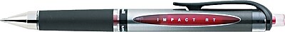 Sanford Uni ball Gel 207 Impact Retractable Pens Medium Point 1.0 mm Red Ink Silver Barrel