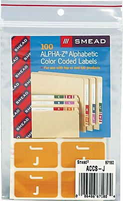 Smead AlphaZ ACCS Color Coded Alphabetic Label J Yellow 100 Labels per Pack 67180