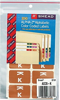 Color Coded Label K Light Brown 100 Labels Per Pack