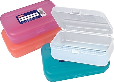 Staples Translucent Pencil Boxes Assorted Colors