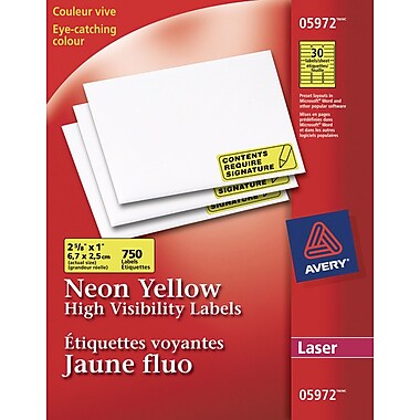 Avery 5972 Neon Yellow Laser High Visibility Labels 2 5 #0: s sc7 $splssku$ Avery 5972 Neon Yellow Laser High Visibility Labels 2 5 #0: s sc7 $splssku$