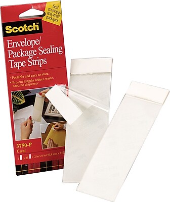 Scotch Envelope Package Sealing Tape Strips 2 x 6 Clear 2 Pack