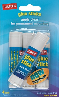 Staples Washable Glue Sticks, .26oz, 4/Pack (10445)