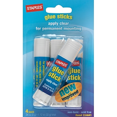 Staples Washable Glue Sticks, .26oz, 4/Pack (10445)