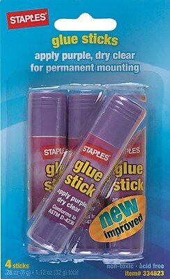 Staples Washable Glue Sticks, Purple, .26 oz., 4/Pack (10446)