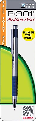 Zebra F 301 Retractable Ballpoint Pen Medium Point 1.0mm Blue Each