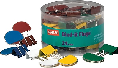Staples Medium Bind it FlagsBinder Clips 1 1 4 Size with 5 8 Capacity