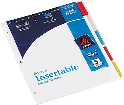 Avery R WorkSaver R Pocket Dividers with Insertable Tabs 11270 5 Tab Set
