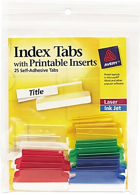 Avery R Index Tabs with Printable Inserts 16228 25 Tabs 1 1 2