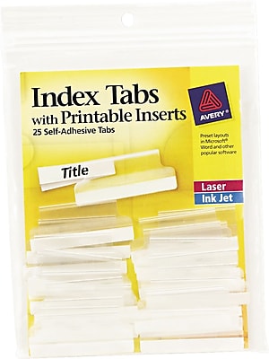 Self Adhesive Plastic Tabs and Laser Printable Inserts 1 1 2 Clear 25 Pack
