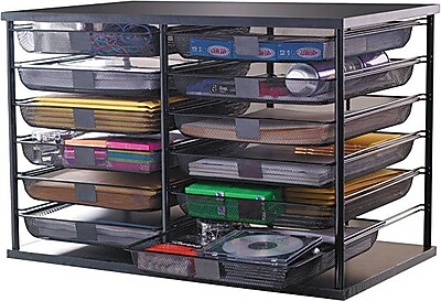 Rubbermaid Supplies Organizer w/ Mesh Drawers, 12 Compartments, Black