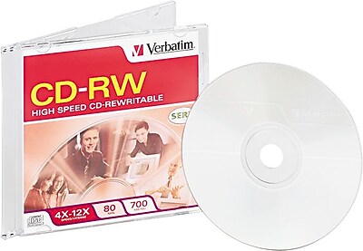 Verbatim CD RW 700MB 80 Minutes 4X 12X High Speed 1 Pk