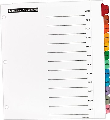 Avery Office Essentials AVE11679 Index Divider Multicolor JAN DEC