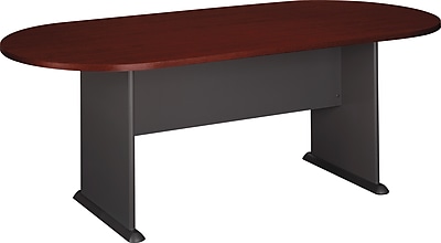 Bush Business Westfield 82W x 35D Racetrack Conference Table Cherry Mahogany Graphite Gray