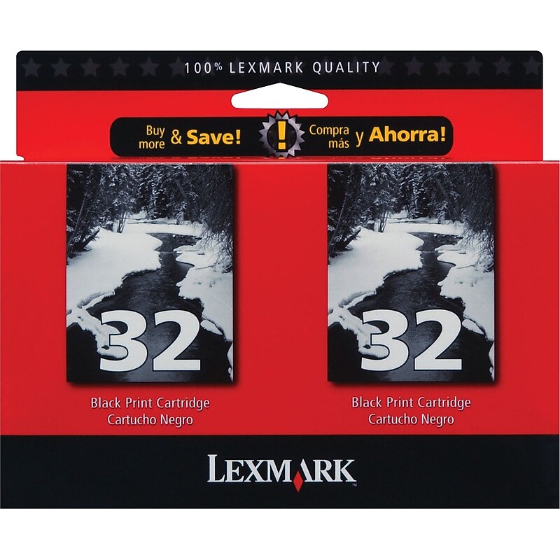 Lexmark 32 Black Standard Yield Ink Cartridge, 2/Pack (18C0533)