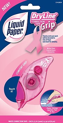 Liquid Paper DryLine Grip Pink Ribbon Correction Tape Each