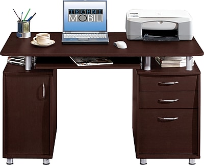 Techni Mobili Double Pedestal Laminate Computer Desk Chocolate