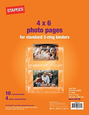 Staples 4 x 6 Horizontal Photo Pages 10 Pack 15936 CC