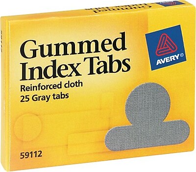 Gummed Index Tabs Round Ext 1 2 Gray Cloth