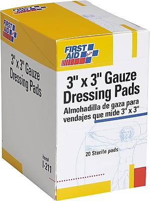 First Aid Only Gauze Dressing Pads 3 x 3 10 Box