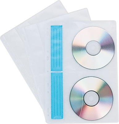 Staples CD DVD Storage Binder Sheets White Clear 10 Pk