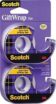 Scotch Transparent Giftwrap Tape with Dispenser 3 4 x 18.1 yds. 2 Pack 15DM 2