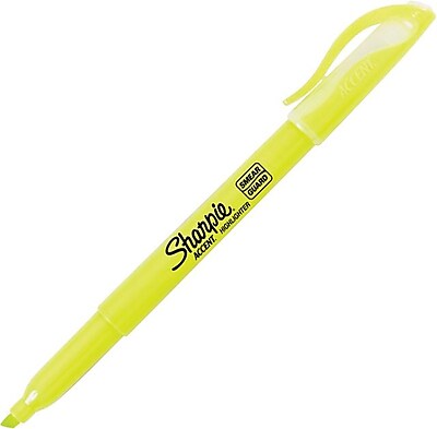 Sharpie Accent Pocket Style Highlighters Chisel Tip Fluorescent Yellow 27025