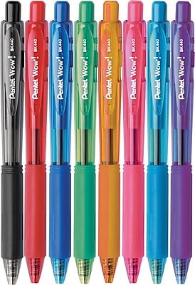 Pentel WOW Retractable Ballpoint Pens Medium Point Assorted 8 Pack