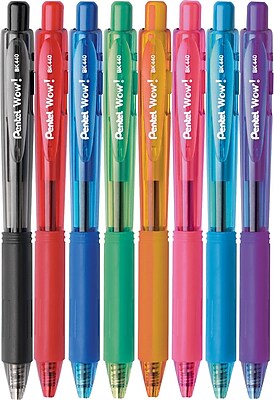 Pentel WOW Retractable Ballpoint Pens Medium Point Assorted 8 Pack