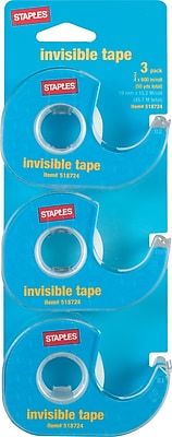 Staples Invisible Tape Caddies 3 4 x 50 yds 3 Pack 86557 P3D