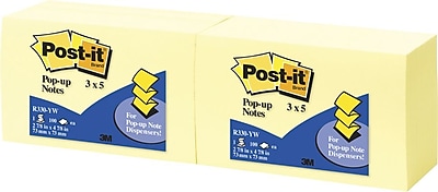 3M Post it Pop up eXtra Large Notes Canary Yellow 3 x 5 1 Pk