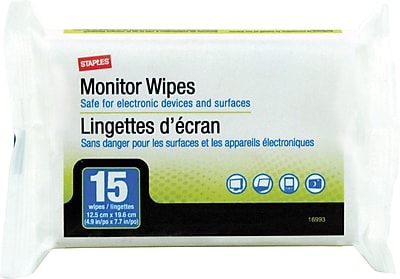 Staples Portable Monitor Wipes 15 Pk 16993