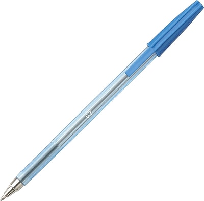 Staples Simply Ballpoint Stick Pens Medium Point 1.0 mm Blue Ink Clear Barrel 12 Pk