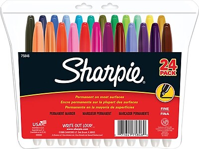 Sharpie® Fine Point Permanent Markers, Assorted Colors,  24/Pack