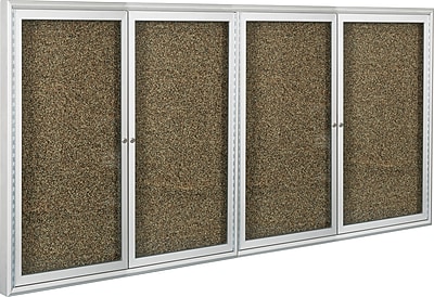 Best Rite 2 Door Enclosed Bulletin Board 6 W x 4 H Tan Recycled Rubber Tak Panel Aluminum Frame 94PSG I 95