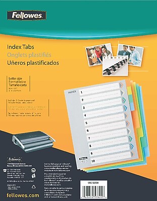 Fellowes 10 Tab Vinyl Index Tabs